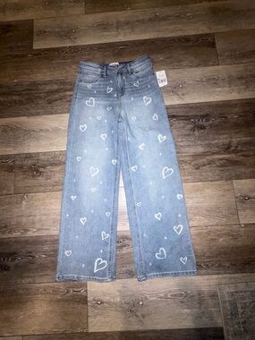 Girls Heart Patterned Jeans NWT Size